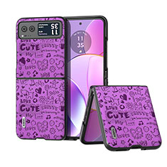 Coque Silicone Gel Motif Cuir Housse Etui B03H pour Motorola Moto Razr 40 5G Violet