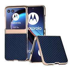 Coque Silicone Gel Motif Cuir Housse Etui B04H pour Motorola Moto Razr 40 Ultra 5G Bleu