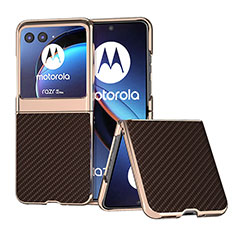 Coque Silicone Gel Motif Cuir Housse Etui B04H pour Motorola Moto Razr 40 Ultra 5G Marron