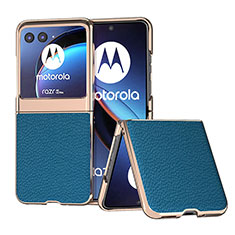 Coque Silicone Gel Motif Cuir Housse Etui B06H pour Motorola Moto Razr 40 Ultra 5G Bleu