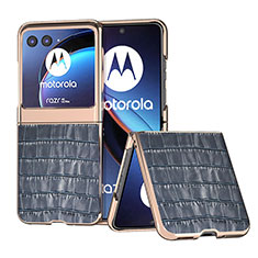 Coque Silicone Gel Motif Cuir Housse Etui B08H pour Motorola Moto Razr 40 Ultra 5G Bleu