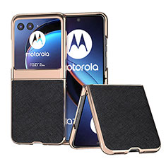 Coque Silicone Gel Motif Cuir Housse Etui B09H pour Motorola Moto Razr 40 Ultra 5G Noir