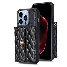 Coque Silicone Gel Motif Cuir Housse Etui BF1 pour Apple iPhone 13 Pro Max Noir