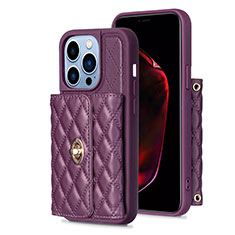 Coque Silicone Gel Motif Cuir Housse Etui BF1 pour Apple iPhone 13 Pro Violet