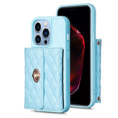 Coque Silicone Gel Motif Cuir Housse Etui BF1 pour Apple iPhone 14 Pro Max Bleu