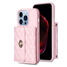 Coque Silicone Gel Motif Cuir Housse Etui BF1 pour Apple iPhone 14 Pro Max Or Rose