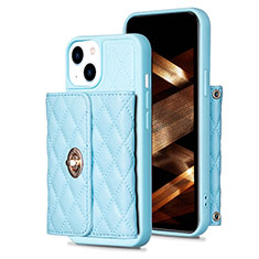 Coque Silicone Gel Motif Cuir Housse Etui BF1 pour Apple iPhone 15 Bleu