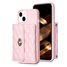 Coque Silicone Gel Motif Cuir Housse Etui BF1 pour Apple iPhone 15 Plus Or Rose