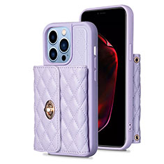 Coque Silicone Gel Motif Cuir Housse Etui BF1 pour Apple iPhone 15 Pro Max Violet Clair