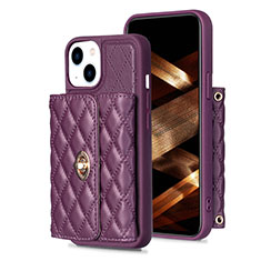 Coque Silicone Gel Motif Cuir Housse Etui BF1 pour Apple iPhone 15 Violet