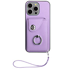 Coque Silicone Gel Motif Cuir Housse Etui BF1 pour Apple iPhone 16 Pro Violet