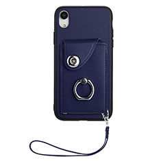 Coque Silicone Gel Motif Cuir Housse Etui BF1 pour Apple iPhone XR Bleu