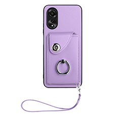 Coque Silicone Gel Motif Cuir Housse Etui BF1 pour Oppo A18 Violet