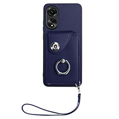 Coque Silicone Gel Motif Cuir Housse Etui BF1 pour Oppo A78 4G Bleu