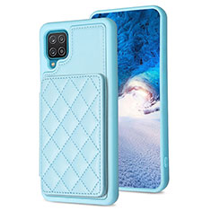 Coque Silicone Gel Motif Cuir Housse Etui BF1 pour Samsung Galaxy A12 Bleu Clair