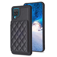 Coque Silicone Gel Motif Cuir Housse Etui BF1 pour Samsung Galaxy A12 Nacho Noir