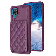 Coque Silicone Gel Motif Cuir Housse Etui BF1 pour Samsung Galaxy A12 Nacho Violet