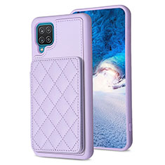 Coque Silicone Gel Motif Cuir Housse Etui BF1 pour Samsung Galaxy A12 Nacho Violet Clair