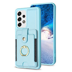 Coque Silicone Gel Motif Cuir Housse Etui BF1 pour Samsung Galaxy A53 5G Bleu Clair