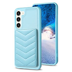 Coque Silicone Gel Motif Cuir Housse Etui BF1 pour Samsung Galaxy S22 Plus 5G Bleu Clair