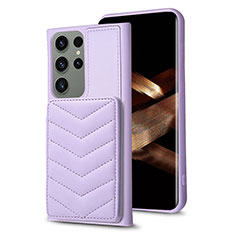 Coque Silicone Gel Motif Cuir Housse Etui BF1 pour Samsung Galaxy S24 Ultra 5G Violet Clair