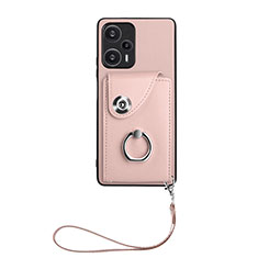 Coque Silicone Gel Motif Cuir Housse Etui BF1 pour Xiaomi Poco F5 5G Or Rose