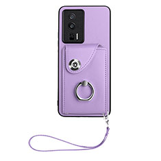 Coque Silicone Gel Motif Cuir Housse Etui BF1 pour Xiaomi Redmi K60 Pro 5G Violet