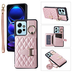 Coque Silicone Gel Motif Cuir Housse Etui BF1 pour Xiaomi Redmi Note 12 4G Or Rose