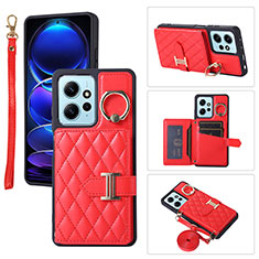 Coque Silicone Gel Motif Cuir Housse Etui BF1 pour Xiaomi Redmi Note 12 4G Rouge