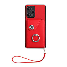 Coque Silicone Gel Motif Cuir Housse Etui BF1 pour Xiaomi Redmi Note 12 Turbo 5G Rouge