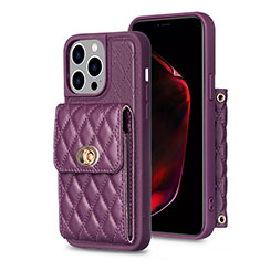 Coque Silicone Gel Motif Cuir Housse Etui BF2 pour Apple iPhone 13 Pro Max Violet