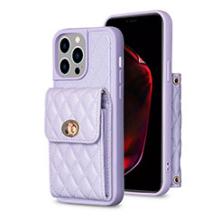 Coque Silicone Gel Motif Cuir Housse Etui BF2 pour Apple iPhone 14 Pro Max Violet Clair