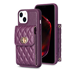 Coque Silicone Gel Motif Cuir Housse Etui BF2 pour Apple iPhone 15 Violet