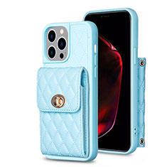 Coque Silicone Gel Motif Cuir Housse Etui BF2 pour Apple iPhone 16 Pro Bleu