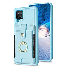 Coque Silicone Gel Motif Cuir Housse Etui BF2 pour Samsung Galaxy A12 5G Bleu Clair