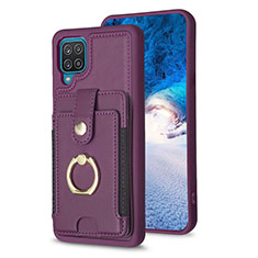 Coque Silicone Gel Motif Cuir Housse Etui BF2 pour Samsung Galaxy A12 Nacho Violet