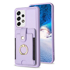 Coque Silicone Gel Motif Cuir Housse Etui BF2 pour Samsung Galaxy A13 4G Violet Clair