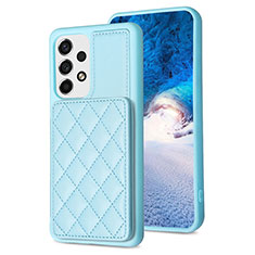 Coque Silicone Gel Motif Cuir Housse Etui BF2 pour Samsung Galaxy A53 5G Bleu Clair