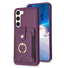 Coque Silicone Gel Motif Cuir Housse Etui BF2 pour Samsung Galaxy S22 5G Violet