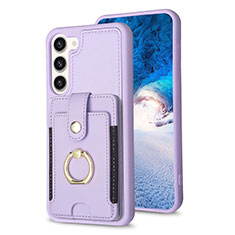 Coque Silicone Gel Motif Cuir Housse Etui BF2 pour Samsung Galaxy S22 Plus 5G Violet Clair