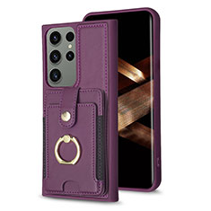 Coque Silicone Gel Motif Cuir Housse Etui BF2 pour Samsung Galaxy S24 Ultra 5G Violet