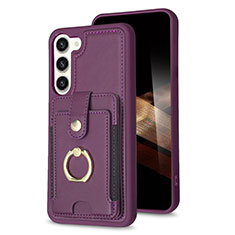 Coque Silicone Gel Motif Cuir Housse Etui BF2 pour Samsung Galaxy S25 5G Violet