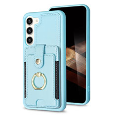 Coque Silicone Gel Motif Cuir Housse Etui BF2 pour Samsung Galaxy S25 Plus 5G Bleu Clair