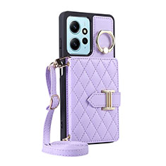 Coque Silicone Gel Motif Cuir Housse Etui BF2 pour Xiaomi Redmi Note 12 4G Violet Clair