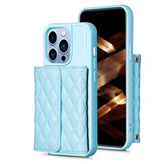 Coque Silicone Gel Motif Cuir Housse Etui BF3 pour Apple iPhone 13 Pro Bleu