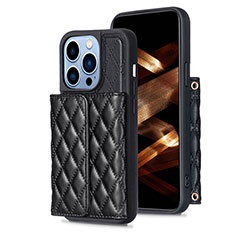 Coque Silicone Gel Motif Cuir Housse Etui BF3 pour Apple iPhone 13 Pro Max Noir