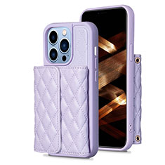 Coque Silicone Gel Motif Cuir Housse Etui BF3 pour Apple iPhone 13 Pro Violet Clair