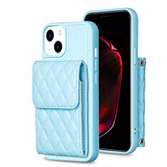 Coque Silicone Gel Motif Cuir Housse Etui BF3 pour Apple iPhone 14 Bleu