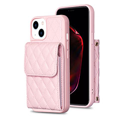 Coque Silicone Gel Motif Cuir Housse Etui BF3 pour Apple iPhone 14 Or Rose