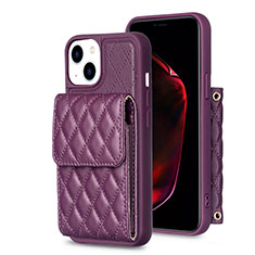 Coque Silicone Gel Motif Cuir Housse Etui BF3 pour Apple iPhone 14 Plus Violet